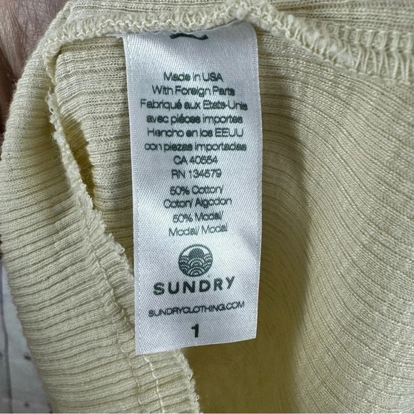 Sundry Ribbed Tank Top Eggshell White Trim Size Small - Picture 7 of 7
